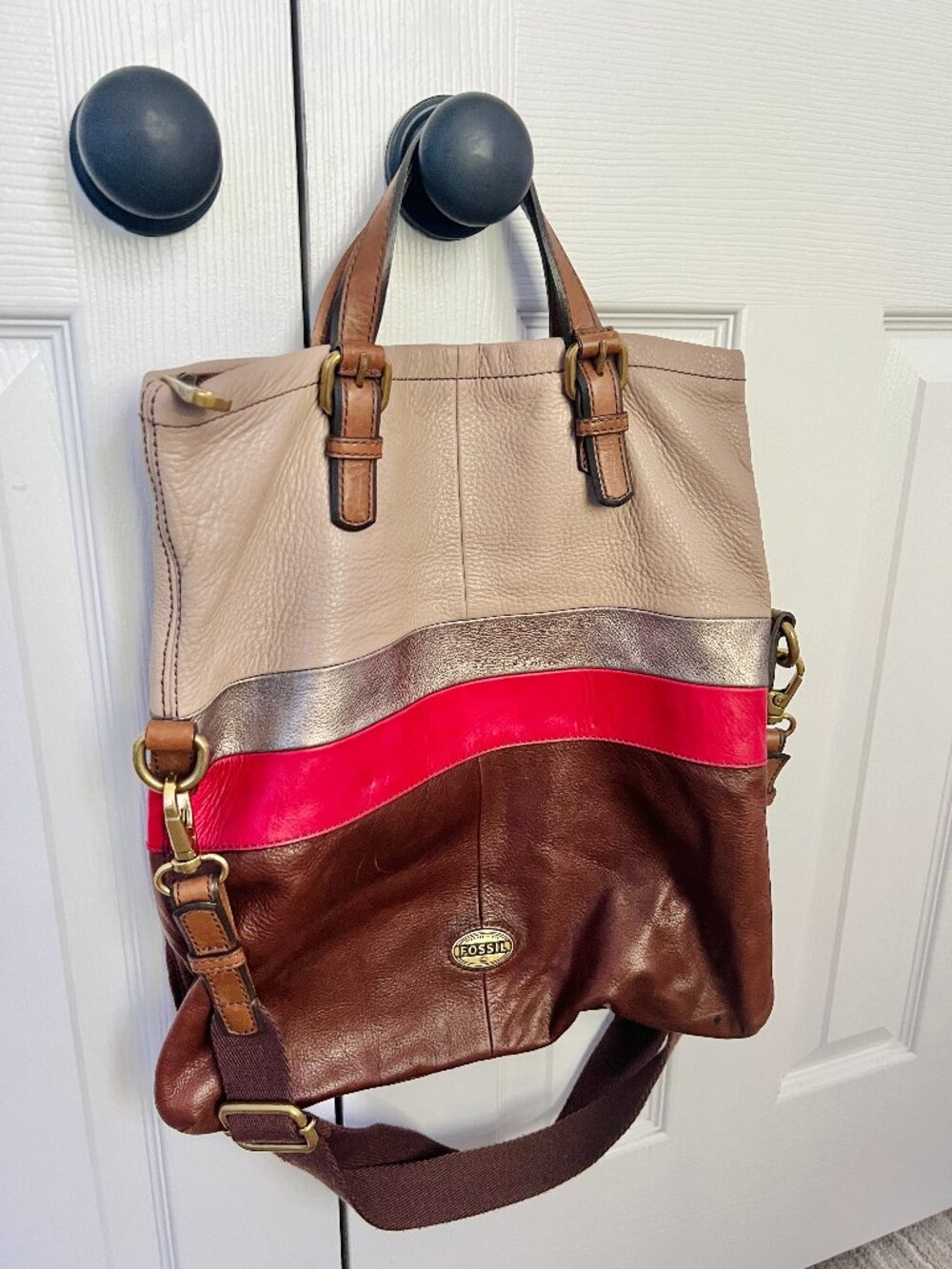 Vintage Fossil Explorer Fold-Over Crossbody/Tote | Multi-color